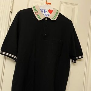 Black Cotton interlock Gucci polo shirt